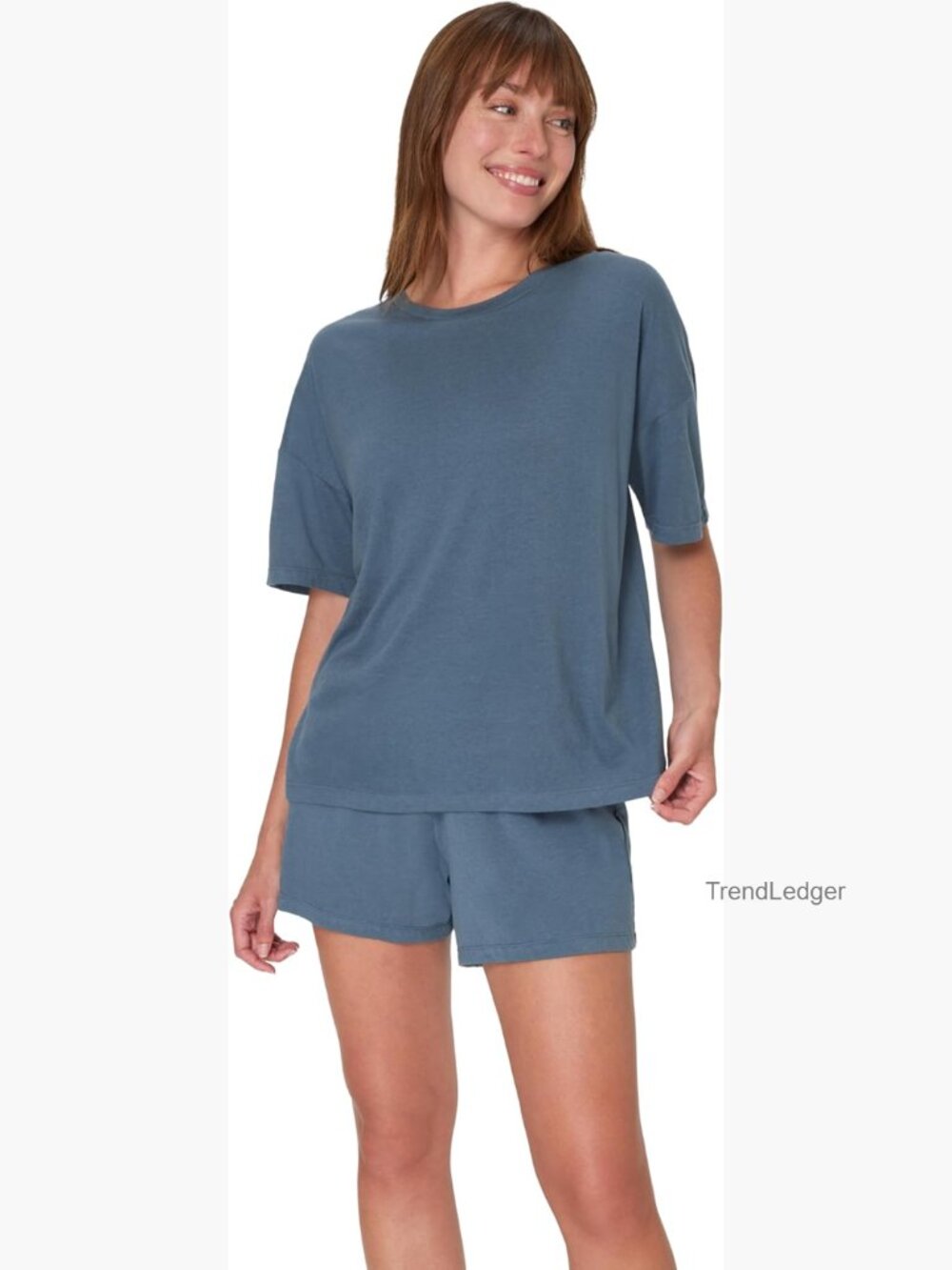2pc Pajama Set Crewneck Tee Sleep Shorts Lounge Set Soft Bamboo